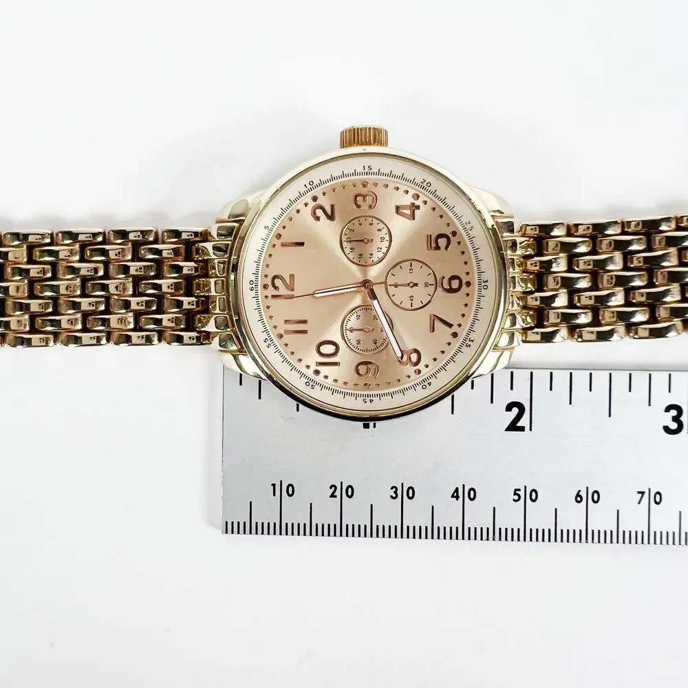 Gold tone large fashion wrist watch mens womens unisex